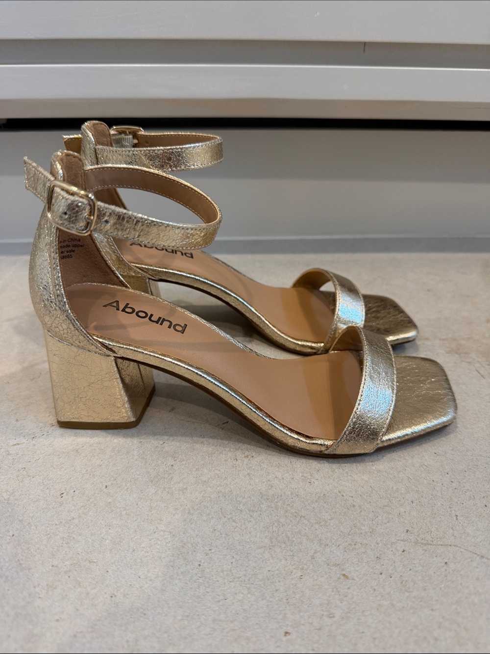 Abound Metallic Gold Block Heel Ankle-Strap Sandals